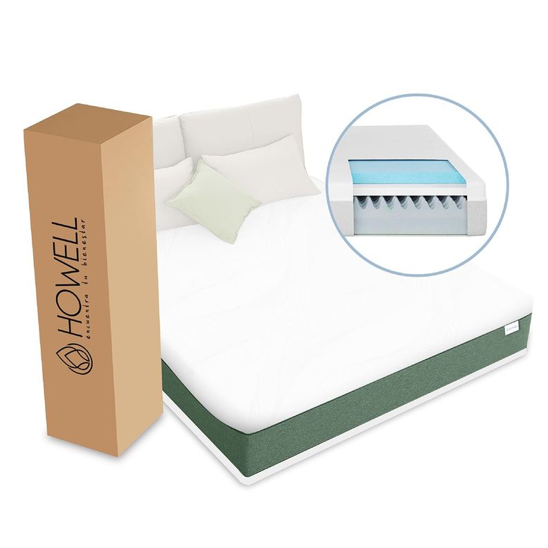 Colchon Memory Foam Espuma Viscoelastica 20cm Howell 2 Plaz-0