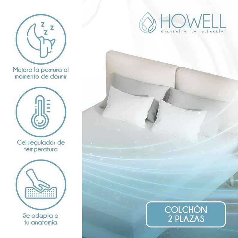 Colchon Memory Foam Espuma Viscoelastica 20cm Howell 2 Plaz-3