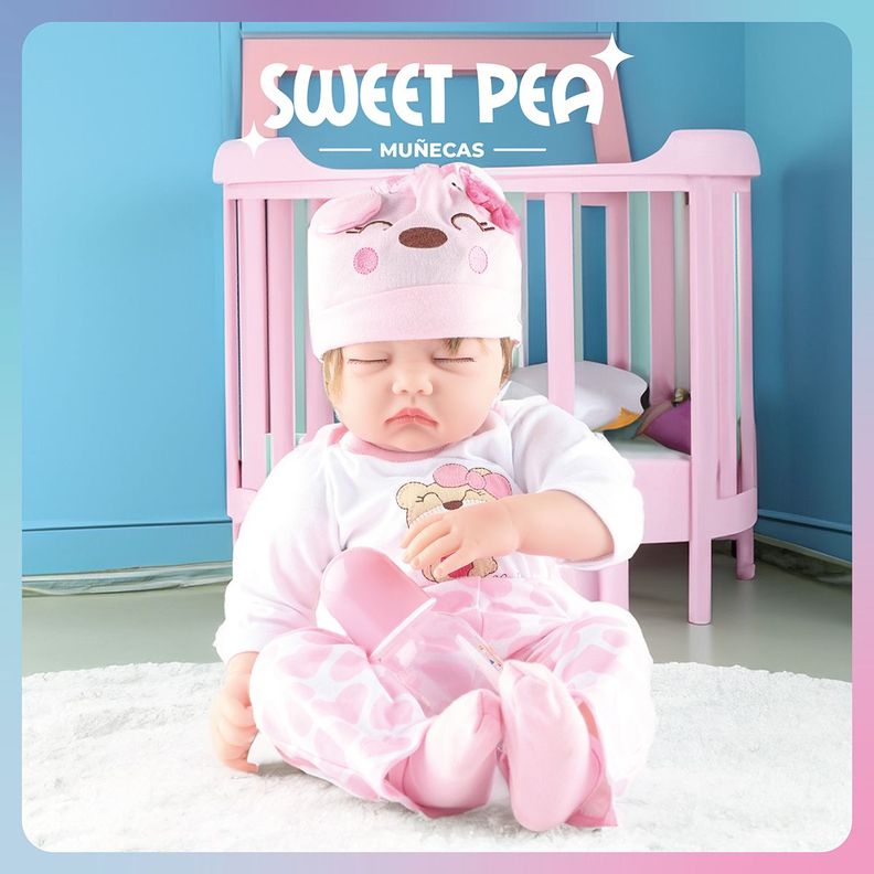Bebé Reborn Ojos Cerrados Sweet Pea Realista Silicona 55 Cm-8
