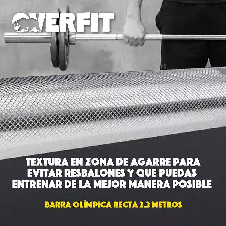 Barra Olimpica Recta Overfit 20kg 220Cm Cromada Fitness-5