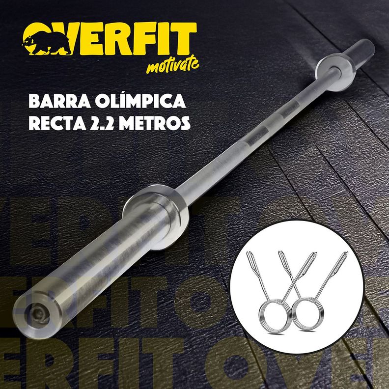 Barra Olimpica Recta Overfit 20kg 220Cm Cromada Fitness-7