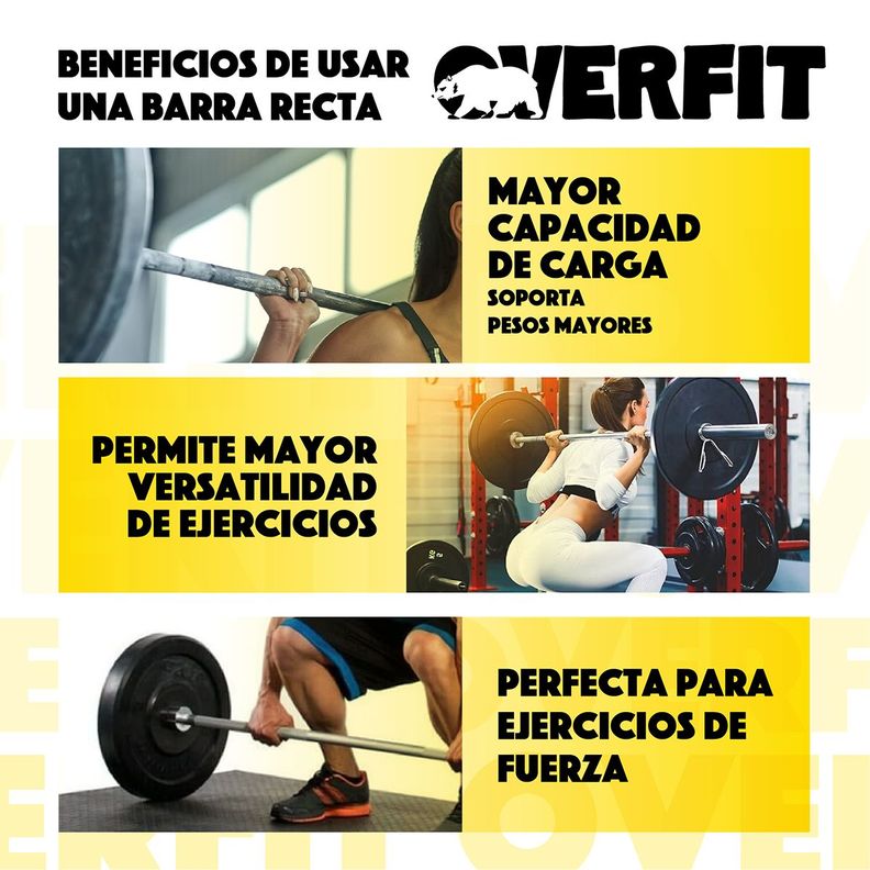 Barra Olimpica Recta Overfit 20kg 220Cm Cromada Fitness-4
