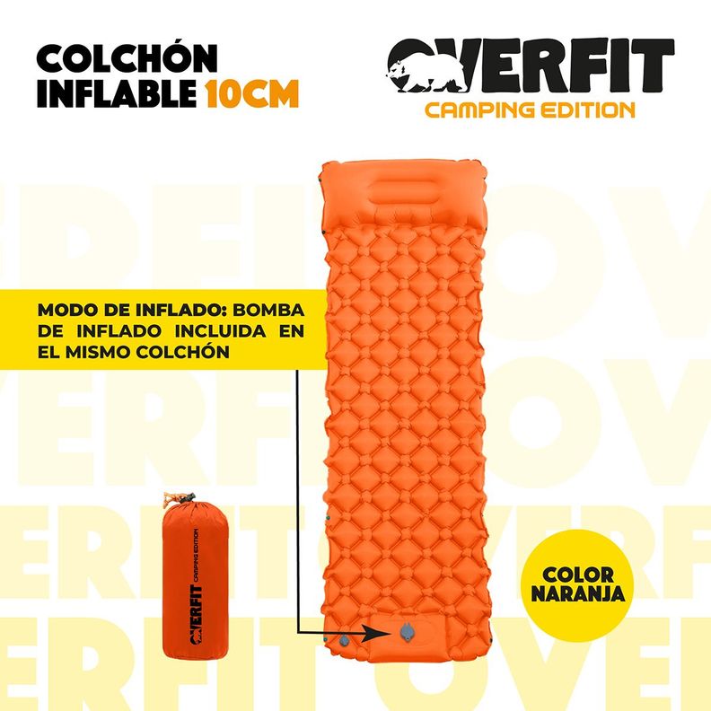 Colchoneta Inflable Individual Camping Overfit Light 10cm-1