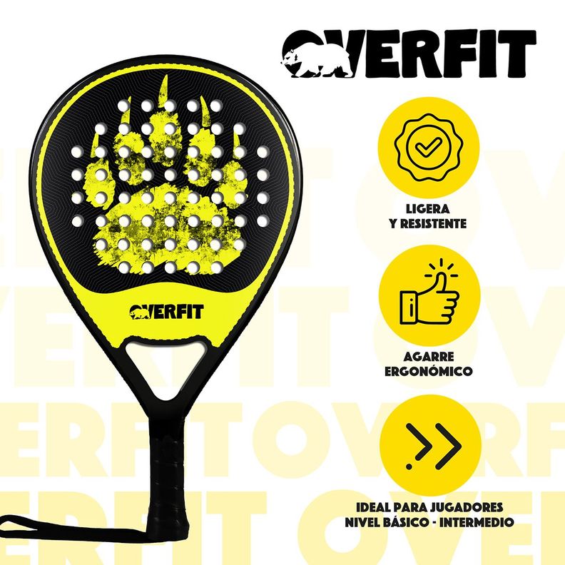 Pala de Padel Overfit ProStrike 38mm Fibra Híbrida + Bolso-1