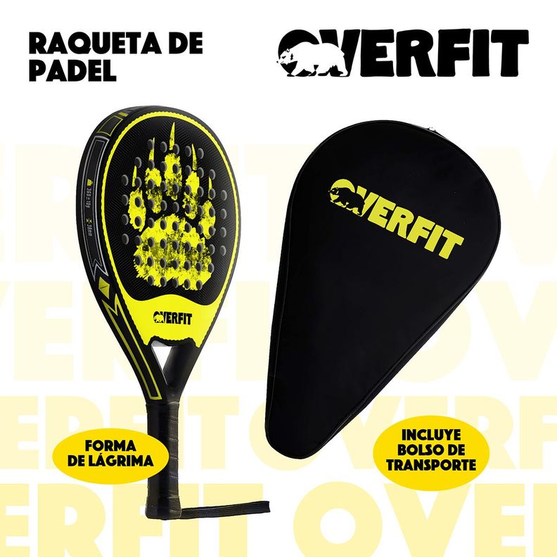 Pala de Padel Overfit ProStrike 38mm Fibra Híbrida + Bolso-5