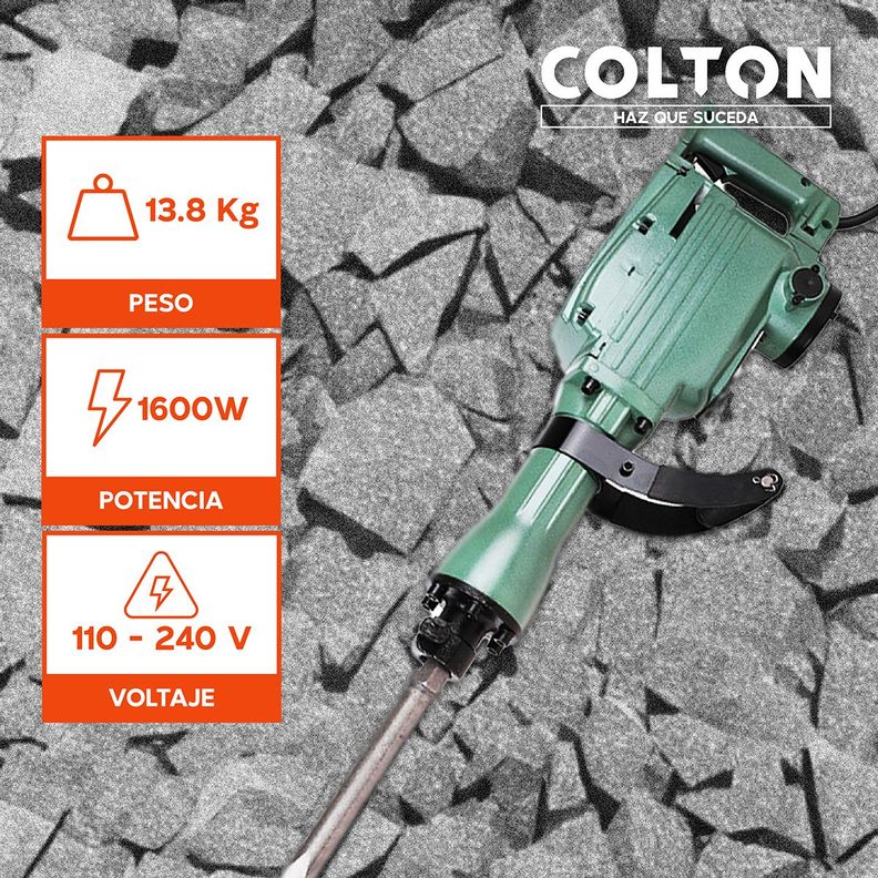 Cango 13.8 Kg Martillo Demoledor Watson + Cinceles 2400W-1