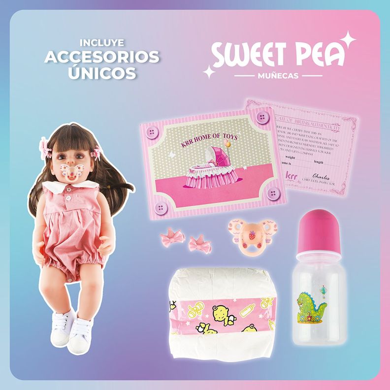 Bebe Reborn Vestido Rosado Sweet Pea Realista Silicona 55 Cm-3