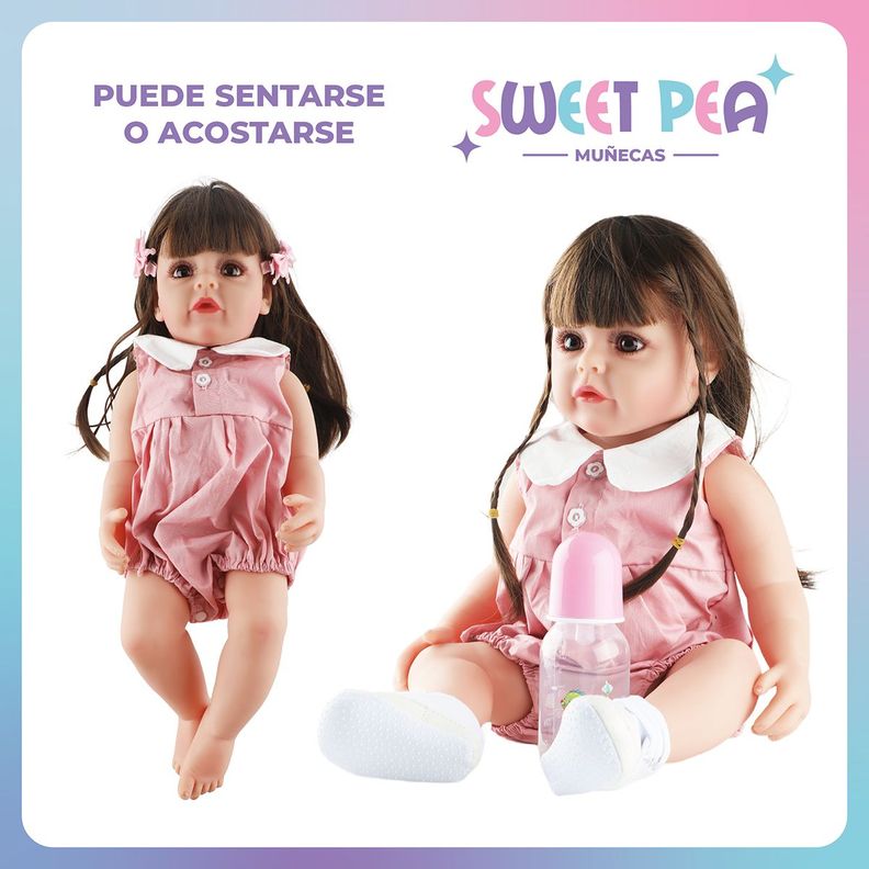 Bebe Reborn Vestido Rosado Sweet Pea Realista Silicona 55 Cm-5