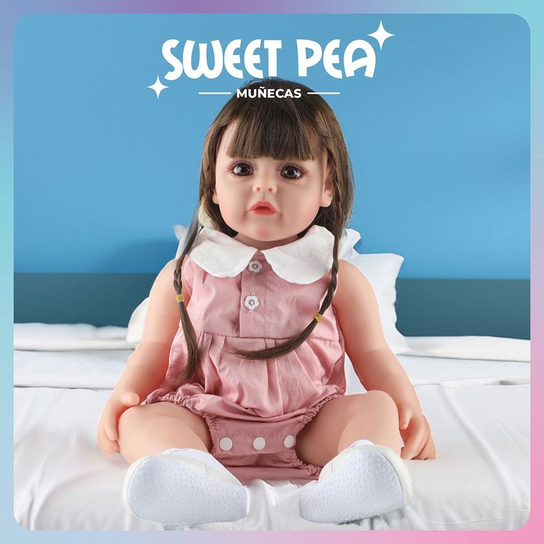 Bebe Reborn Vestido Rosado Sweet Pea Realista Silicona 55 Cm-6