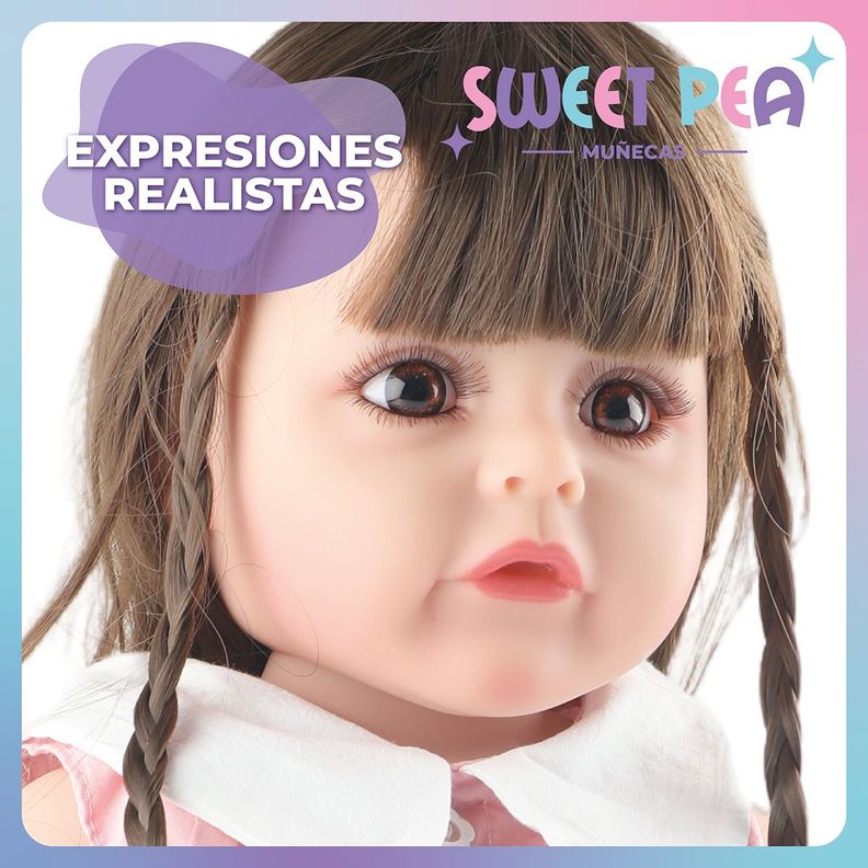 Bebe Reborn Vestido Rosado Sweet Pea Realista Silicona 55 Cm-7