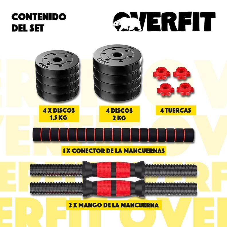 Set Mancuernas Y Barra Unibles 15kg Fitness Pesas Ajustables-2