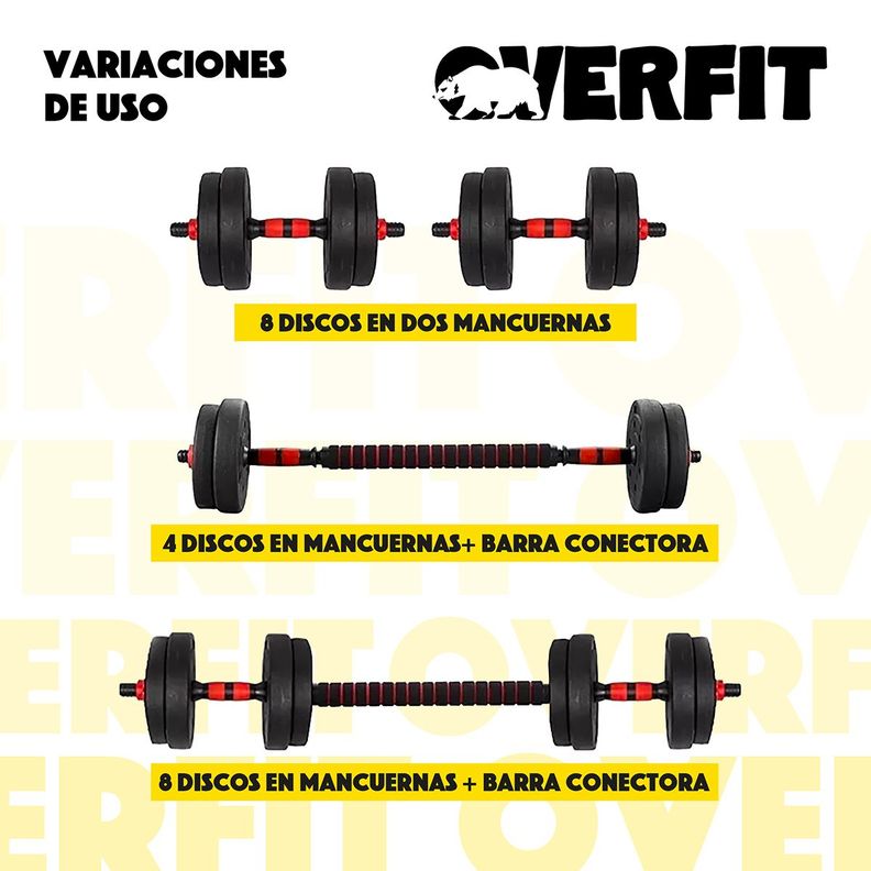 Set Mancuernas Y Barra Unibles 15kg Fitness Pesas Ajustables-4