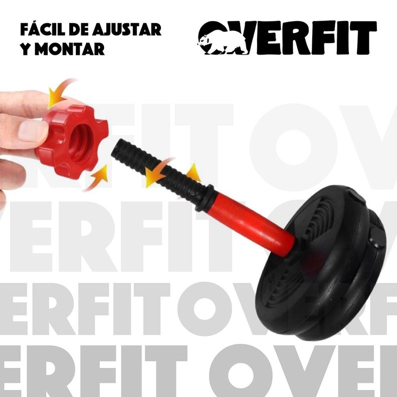 Set Mancuernas Y Barra Unibles 15kg Fitness Pesas Ajustables-5