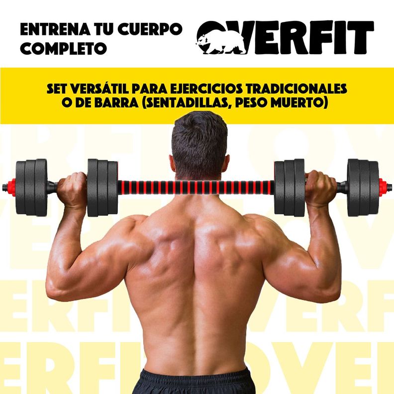 Set Mancuernas Y Barra Unibles 15kg Fitness Pesas Ajustables-6