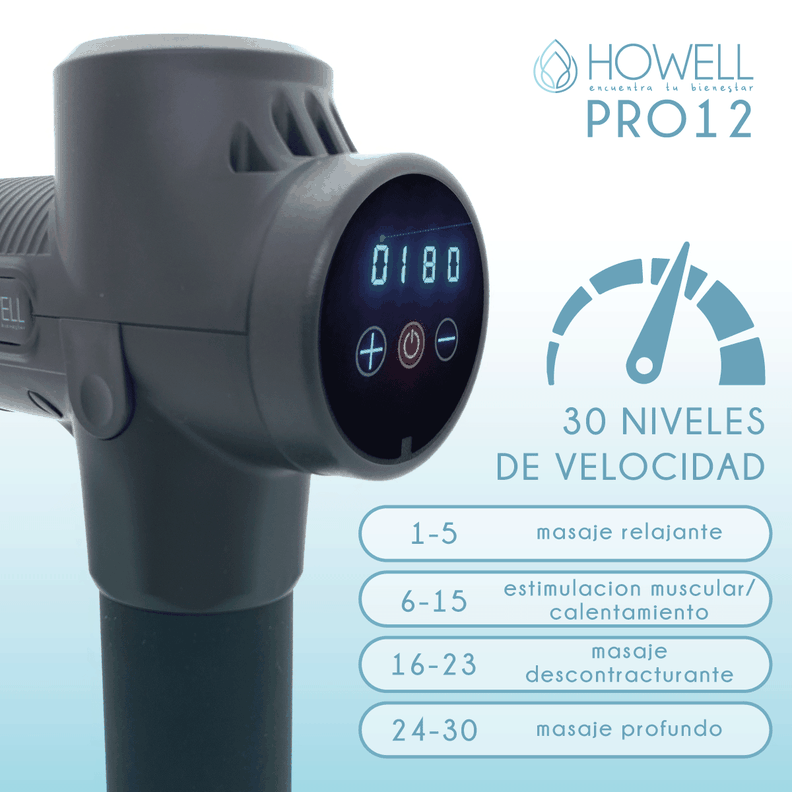 Pistola Masajes Corporal Howell Pro 12 Masajeador Espalda-3
