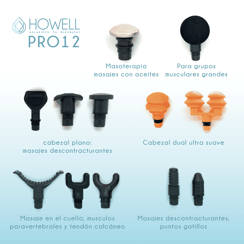 Pistola Masajes Corporal Howell Pro 12 Masajeador Espalda-5