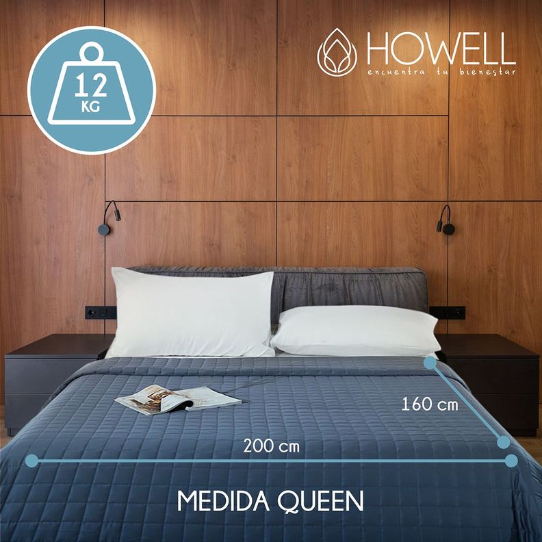 Manta De Gravedad Pesada Howell Queen 12KG Trastornos Sueño-6