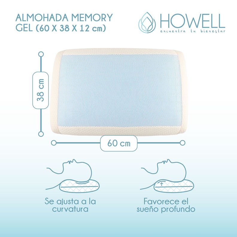 Almohada Gel Ortopédica Viscoelástica Howell Memory 60x40cm-1