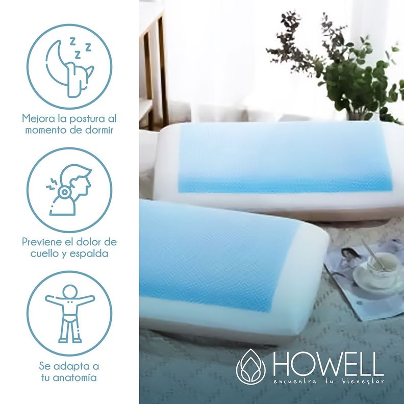 Almohada Gel Ortopédica Viscoelástica Howell Memory 60x40cm-2