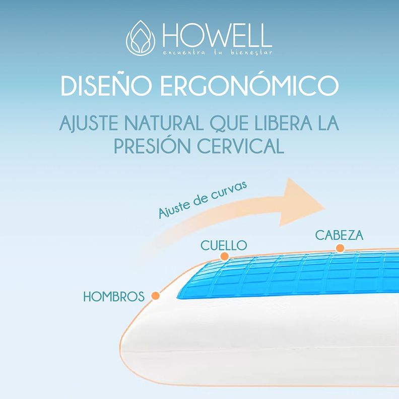 Almohada Gel Ortopédica Viscoelástica Howell Memory 60x40cm-4