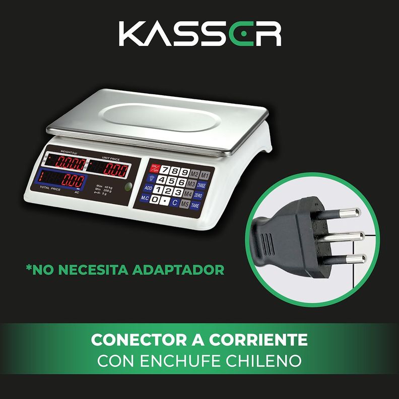Balanza Digital Kasser Pesa 40 kilos Comercial Recargable-1