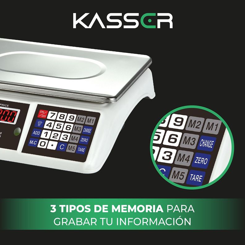 Balanza Digital Kasser Pesa 40 kilos Comercial Recargable-3