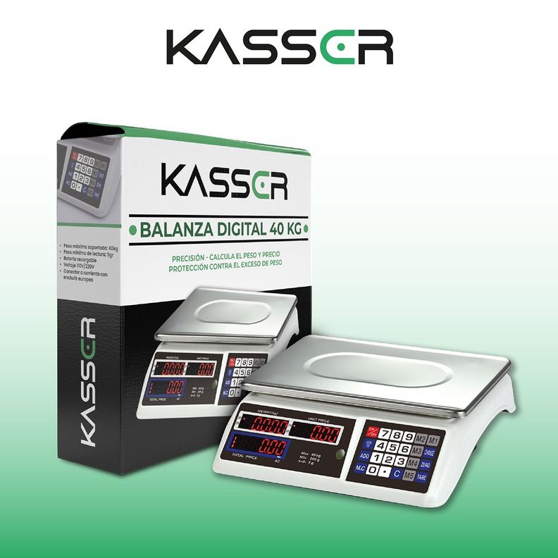 Balanza Digital Kasser Pesa 40 kilos Comercial Recargable-7