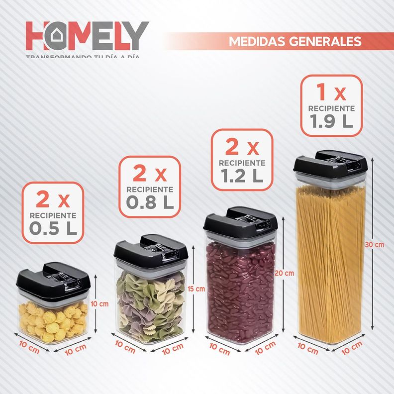 Frascos Conserveros Contenedores Hermeticos Pack 7-1