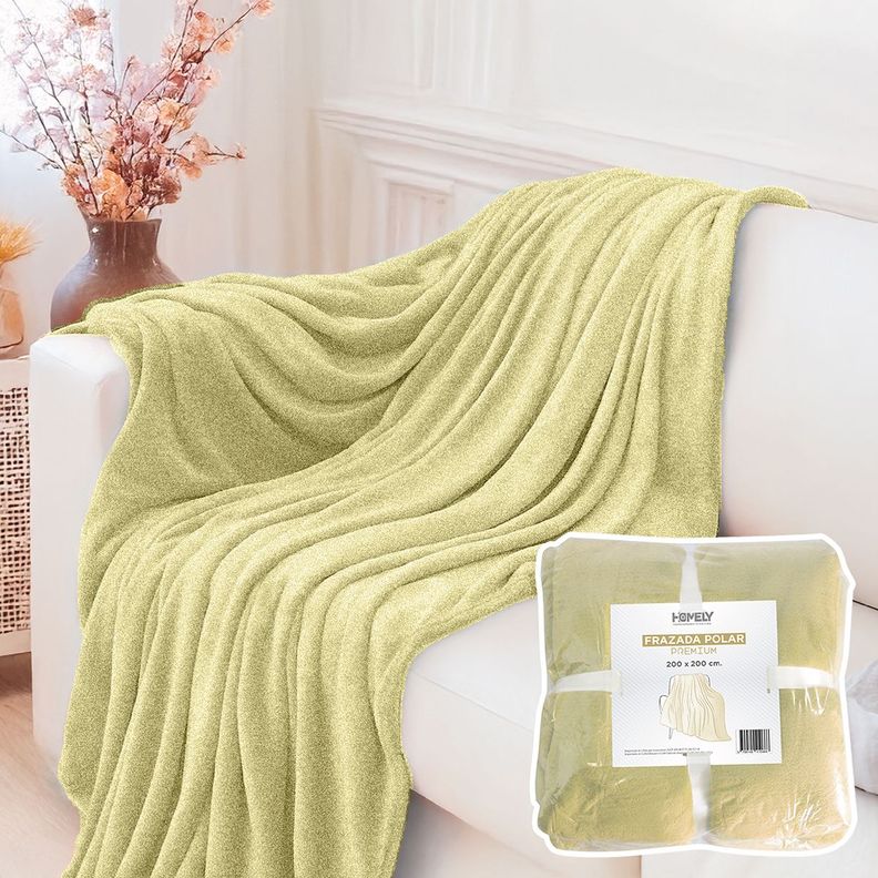 Frazada Polar Termica King Homely Manta 200x200cm Beige-0