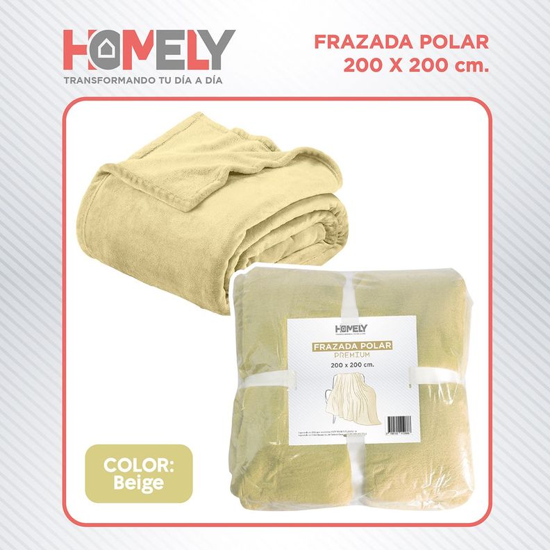 Frazada Polar Termica King Homely Manta 200x200cm Beige-9