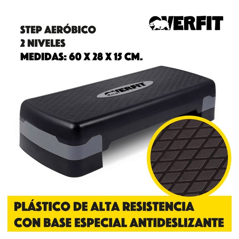 Step Aeróbico Ajustable 2 Niveles Antideslizante Overfit-1