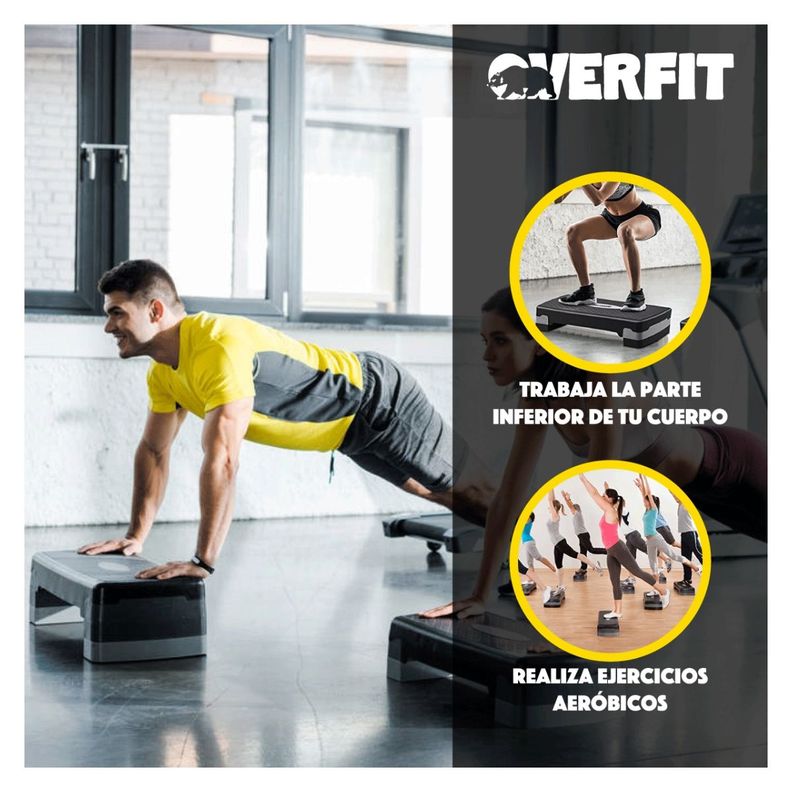 Step Aeróbico Ajustable 2 Niveles Antideslizante Overfit-7