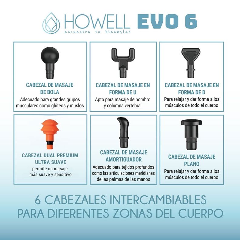 Pistola Masajes Howell EVO 6 Masajeador Muscular Portátil-3