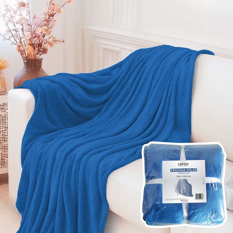 Frazada Polar Termica King Homely Manta 200x200cm Azul-0