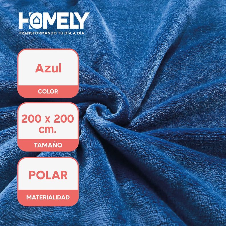 Frazada Polar Termica King Homely Manta 200x200cm Azul-1
