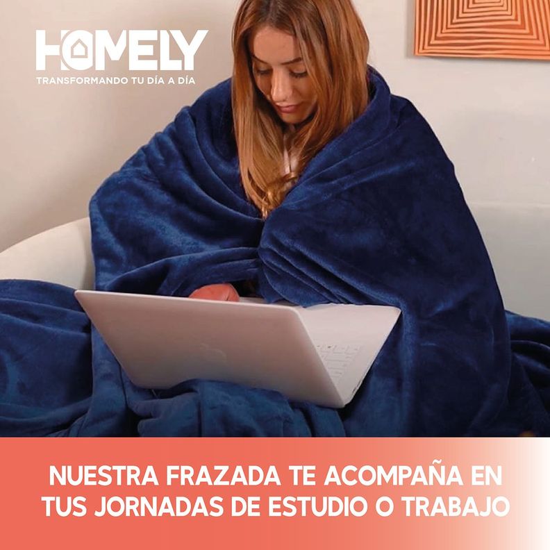 Frazada Polar Termica King Homely Manta 200x200cm Azul-2