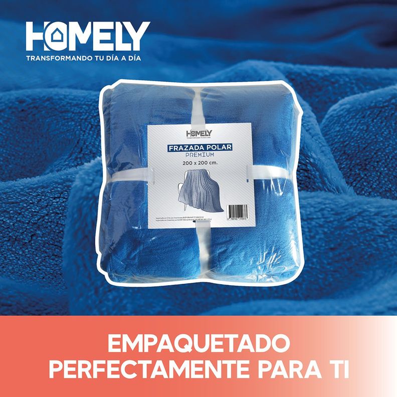Frazada Polar Termica King Homely Manta 200x200cm Azul-4