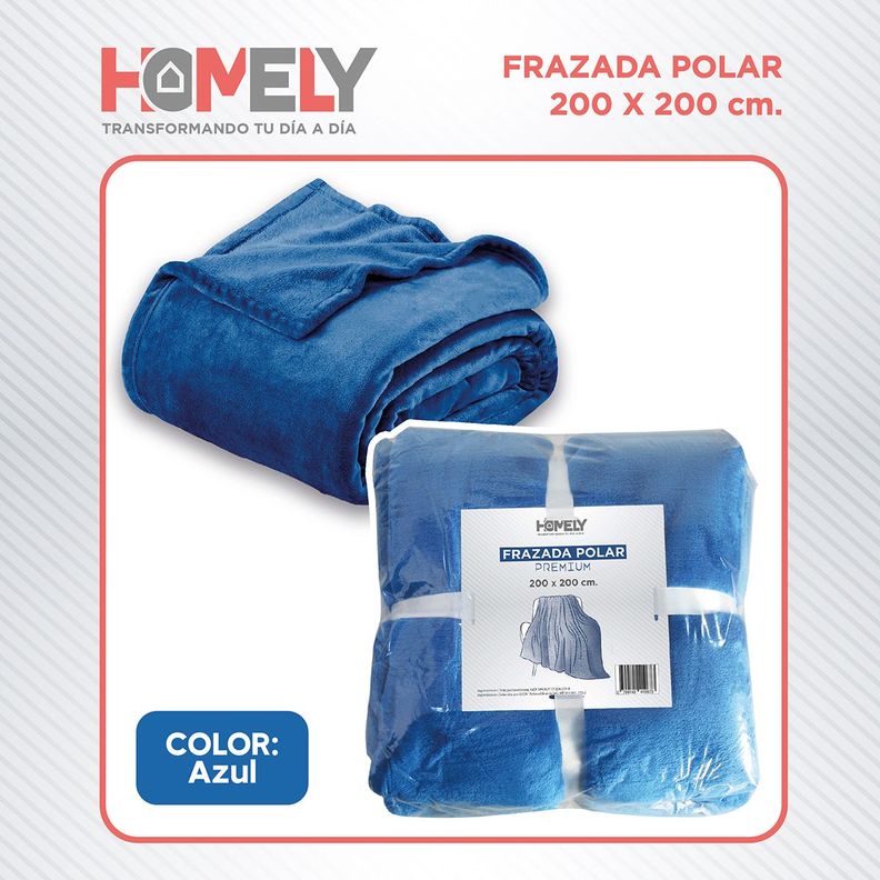 Frazada Polar Termica King Homely Manta 200x200cm Azul-9