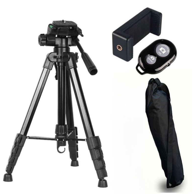 Trípode Celular Camara Portátil Aluminio Carga 10 kg 170 cm-0