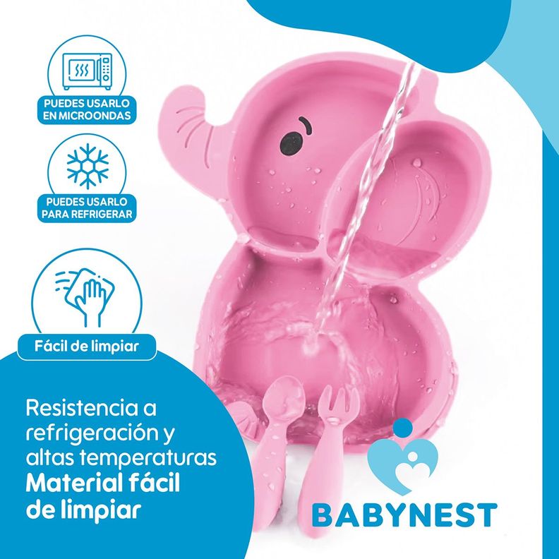 Set Alimentacion Silicona Bebe 10P Antideslizante BabyNest-2