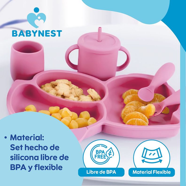 Set Alimentacion Silicona Bebe 10P Antideslizante BabyNest-4