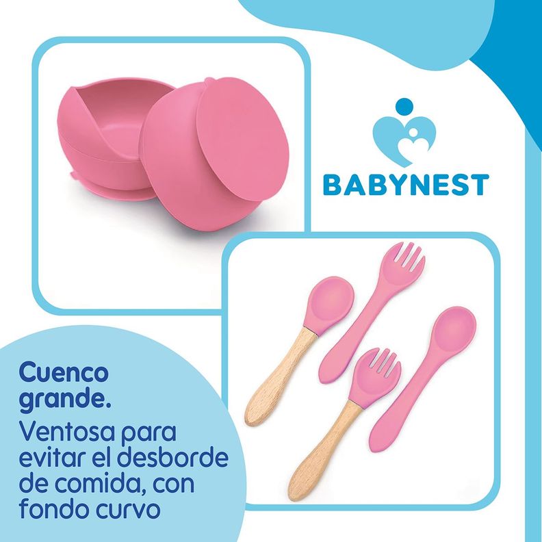 Set Alimentacion Silicona Bebe 10P Antideslizante BabyNest-6