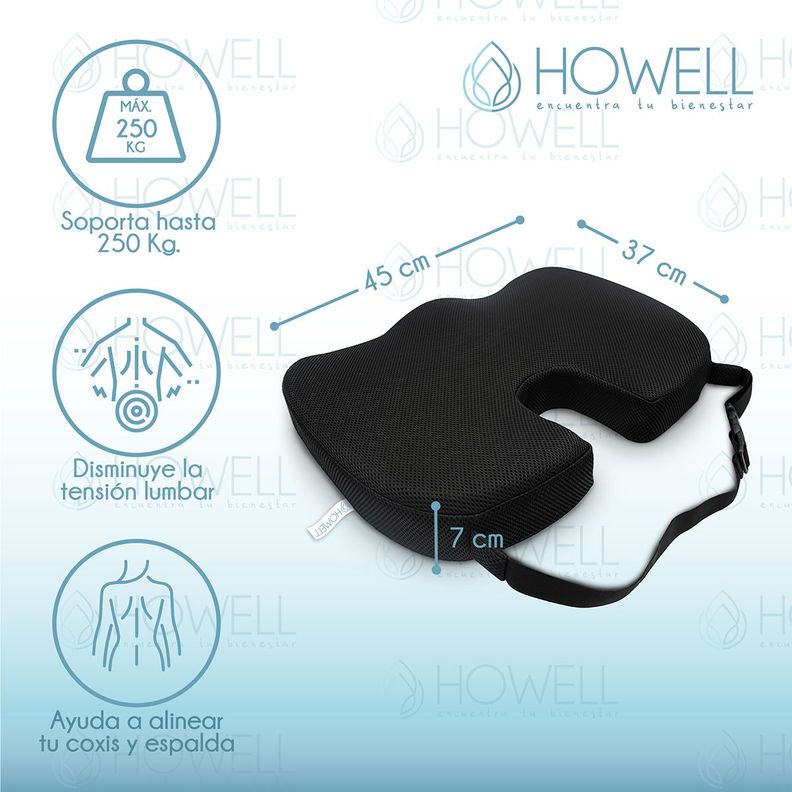 Cojín Lumbar Ortopédico Viscoelástico Howell Asiento-1