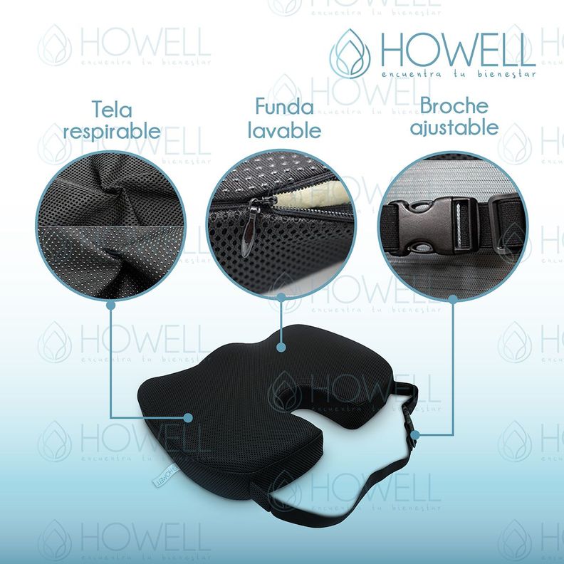Cojín Lumbar Ortopédico Viscoelástico Howell Asiento-3