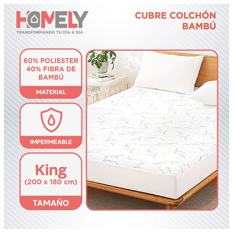 Cubre Colchon Bambu Cobertor Impermeable King-1