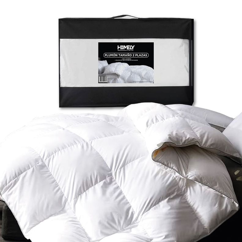 Cubrecama Cobertor 2 Plazas 90% Pluma Pecho Ganso Homely Lux-0