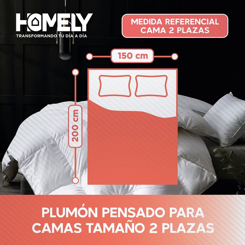 Cubrecama Cobertor 2 Plazas 90% Pluma Pecho Ganso Homely Lux-2