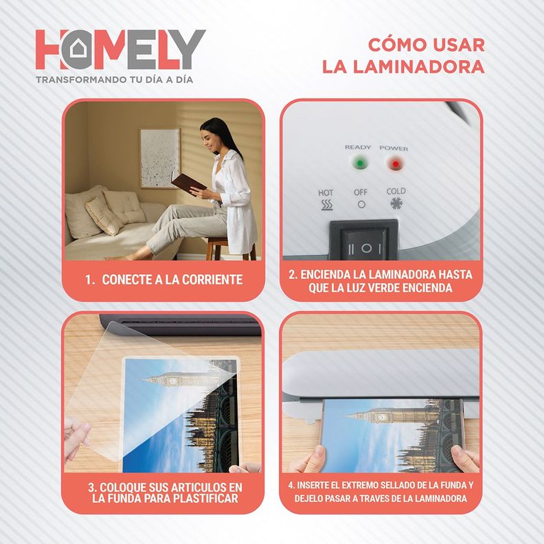 Termolaminadora Plastificadora Homely + Accesorios + Laminas-4