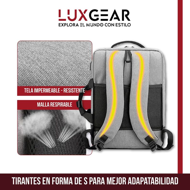Mochila Notebook Oficina Luxgear UrbanTech Impermeable - Negro-2