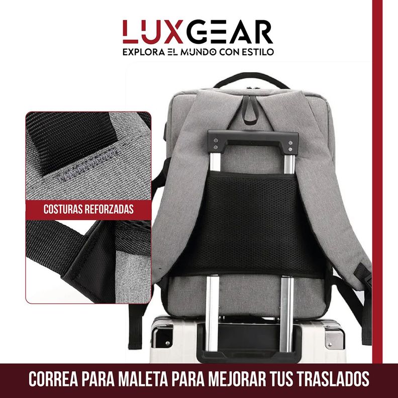Mochila Notebook Oficina Luxgear UrbanTech Impermeable - Negro-3